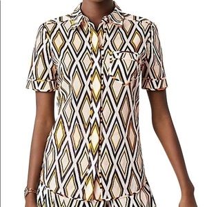 Tory Burch Alana Solitaire Diamond Print Blouse